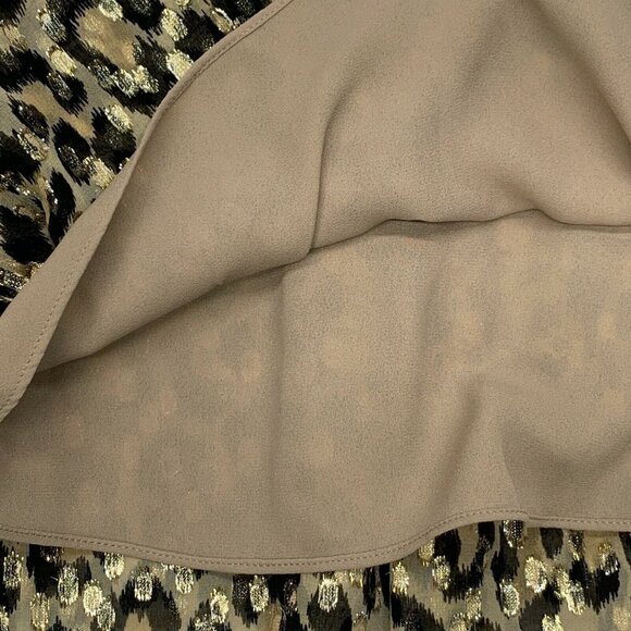 Kate Spade Leopard Print Metallic Dot Mini Skirt 00 XXS Tan Flare Party - Picture 7 of 7